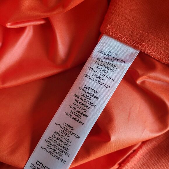 Chico’s Zenergy Orange Quilted Puffer Jacket Size 2 Large Gold Snap Pockets - Picture 4 of 7